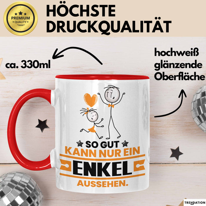 Enkel Geschenk Tasse So Gut Kann Nur Ein Enkel Aussehen Geschenkidee Kaffee-Becher Rot Trendation