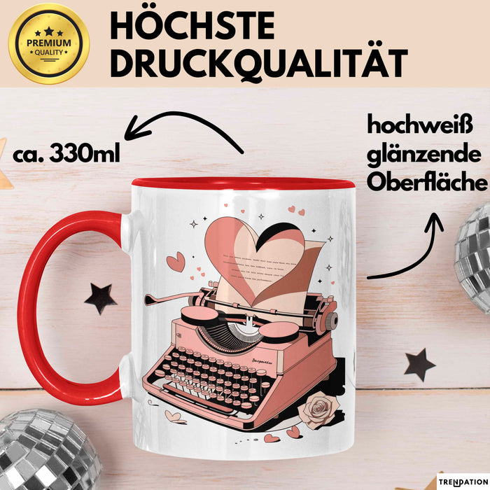 Liebesroman Autor Tasse Geschenkidee für Liebesgeschichte Rot Trendation