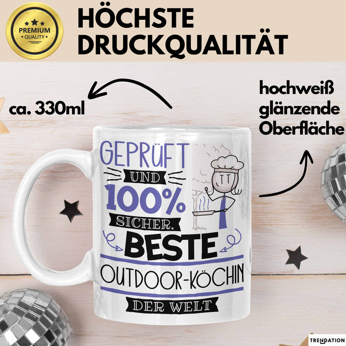 Beste Outdoor-Köchin Der Welt Tasse Geschenk für Eine Outdoor-Köchin Geprüft Und Sicher Geschenkidee Geburtstag Weihnachten Weiß Trendation