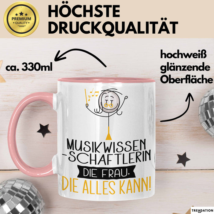 Musikwissenschaftlerin Geschenk Tasse Becher Die Frau Die Allen Kann Geschenkidee für eine Musikwissenschaftlerin Lustig Rosa Trendation
