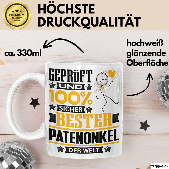 Patenonkel Geschenk Lustiger Spruch für Patenonkel Geschenkidee Bester Patenonkel Der Welt Weiß Trendation