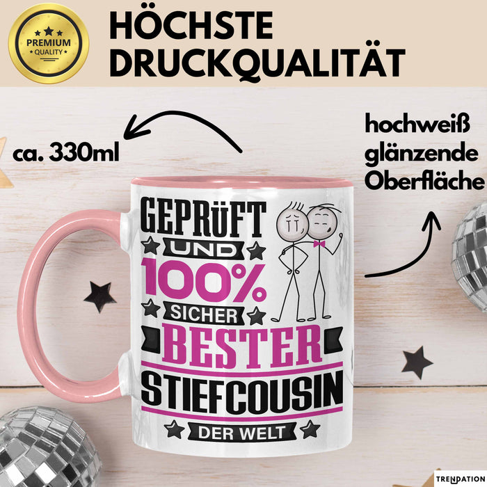 Stiefcousin Geschenk Lustiger Spruch für Stiefcousin Geschenkidee Bester Stiefcousin Der Welt Rosa Trendation