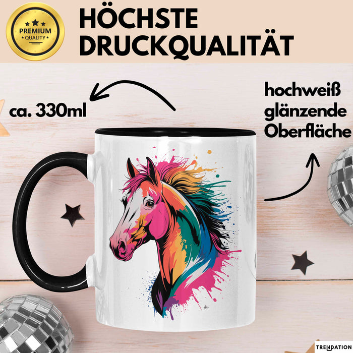 Pferde Tierliebhaber Tasse Geschenk Lustige Geschenkidee Spruch Schwarz Trendation