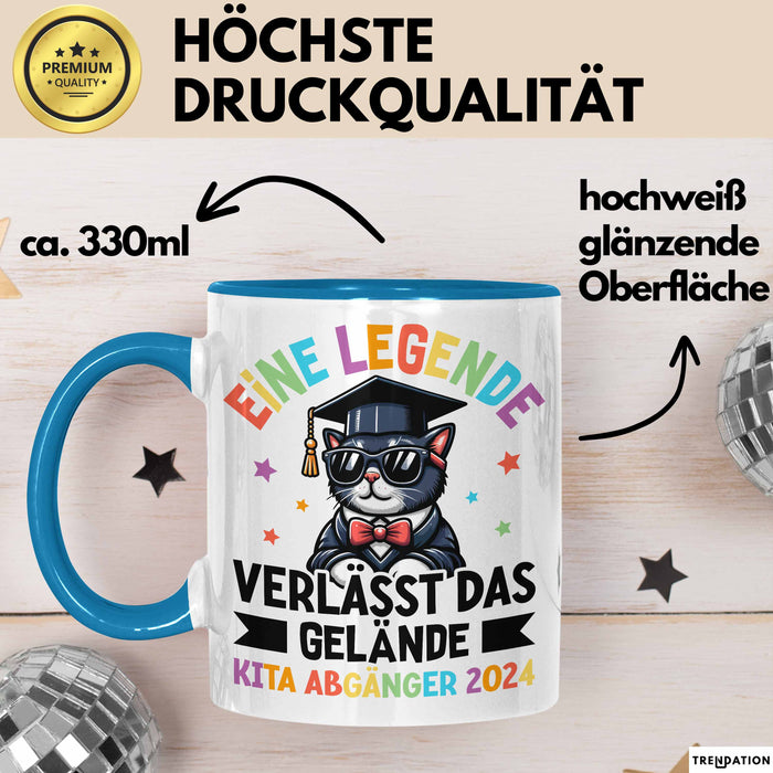 Einschulung Tasse Geschenk Kita Abgänger 2025 Eine Legende Geht Vom Gelände 1. Schultag Blau Trendation