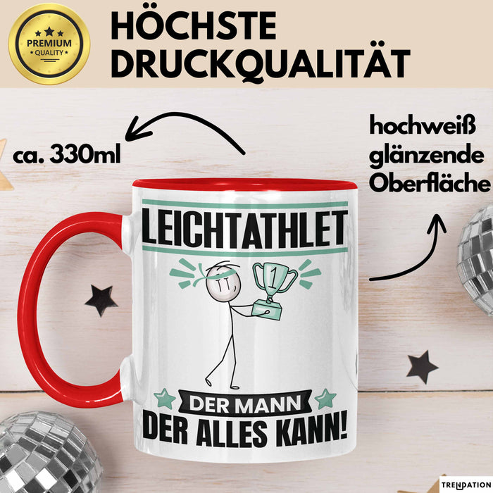 Leichtathlet Tasse Geschenk für Leichtathlet Der Mann Der Alles Kann Geschenkidee zum Geburtstag Rot Trendation