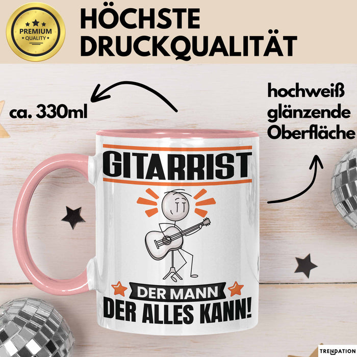 Gitarrist Tasse Geschenk für Gitarrist Der Mann Der Alles Kann Geschenkidee zum Geburtstag Rosa Trendation