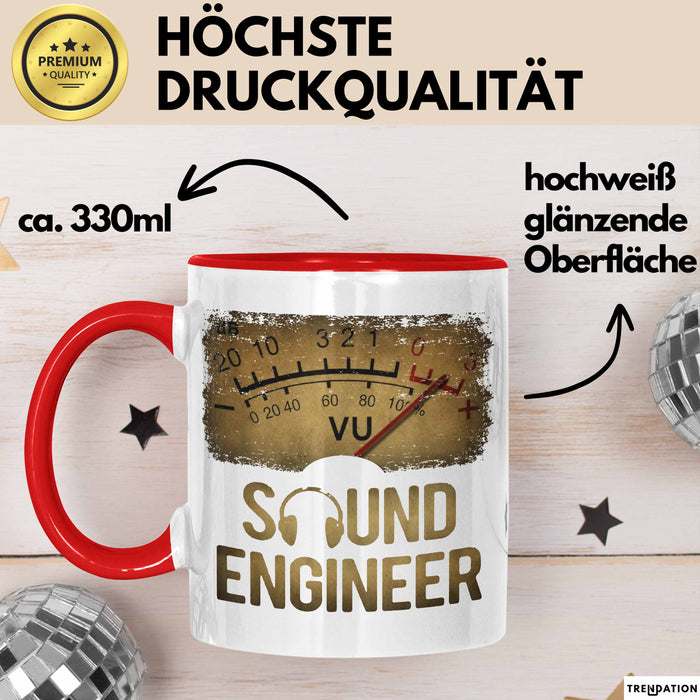 Toningenieur Ingenieurwesen Tasse Geschenk Lustige Geschenkidee Spruch Tontechniker Vu Meter Rot Trendation