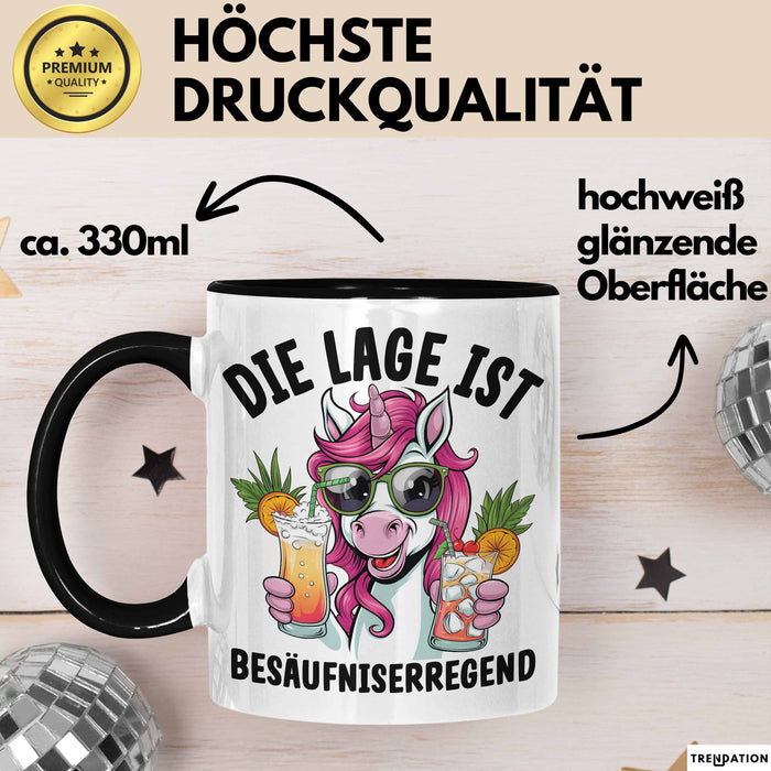 Humor Tasse Geschenk Die Lage Ist Besäufniserregend Geschenkidee Kaffee-Becher Trendation