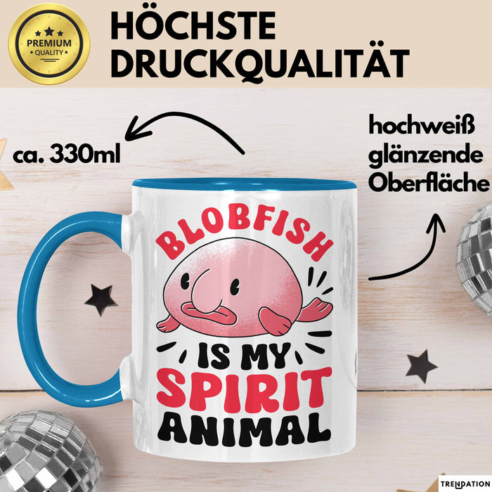 Blobfisch Tasse Geschenk Blobfish Geschenkidee Fan Lustig Humor Becher Blau Trendation