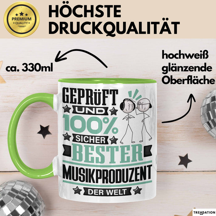 Musikproduzent Geschenk Lustiger Spruch für Musikproduzent Geschenkidee Bester Musikproduzent Der Welt Grün Trendation