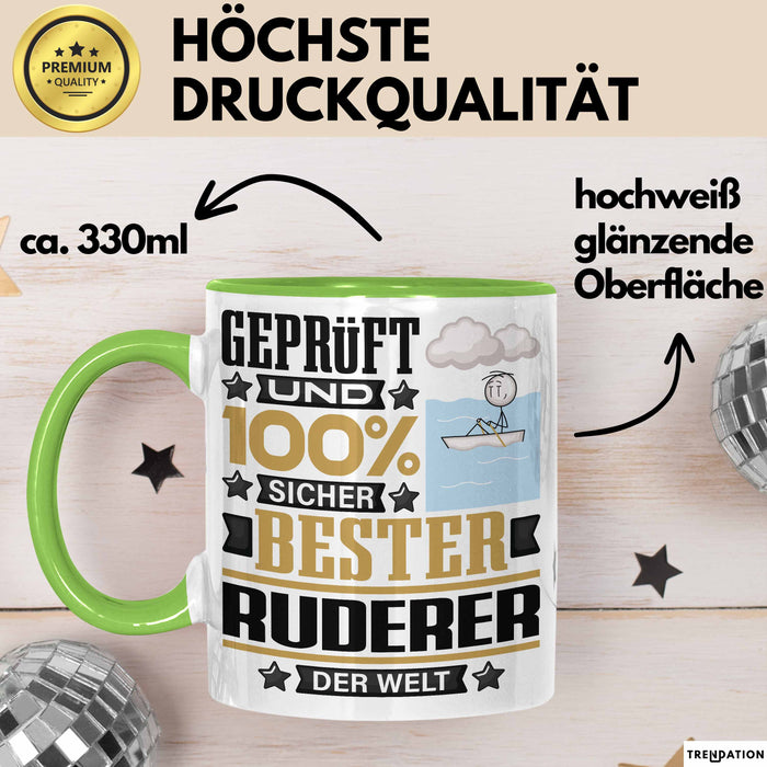 Ruderer Geschenk Lustiger Spruch für Ruderer Geschenkidee Bester Ruderer Der Welt Grün Trendation