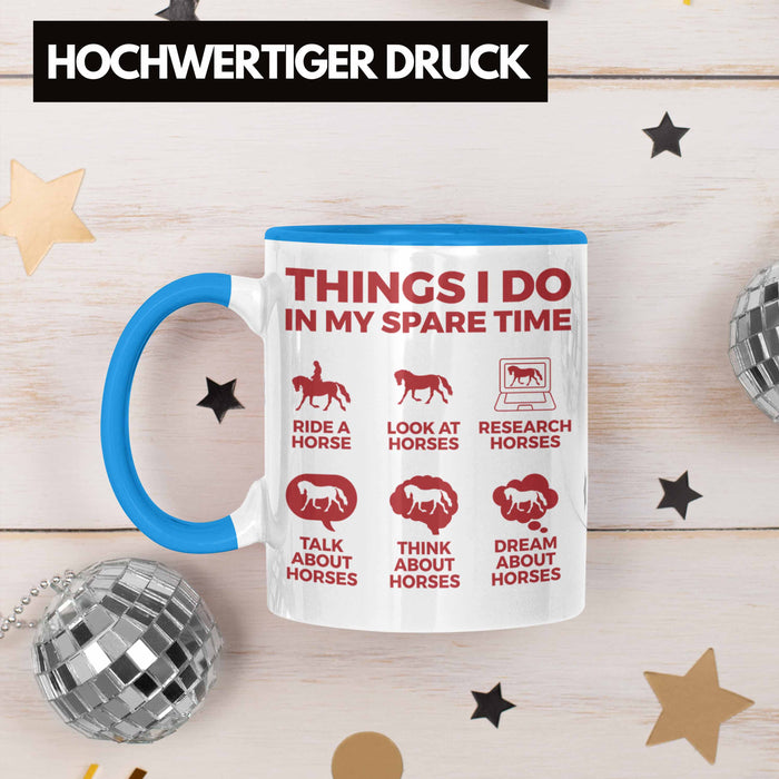 Trendation - Pferde Tasse Lustig Reiterin Geschenk Pferde Geschenke Mädchen Pferdeliebhaber Blau Trendation