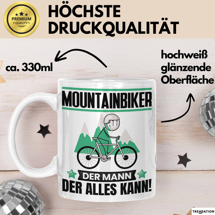 Mountainbiker Tasse Geschenk für Mountainbiker Der Mann Der Alles Kann Geschenkidee zum Geburtstag Weiß Trendation