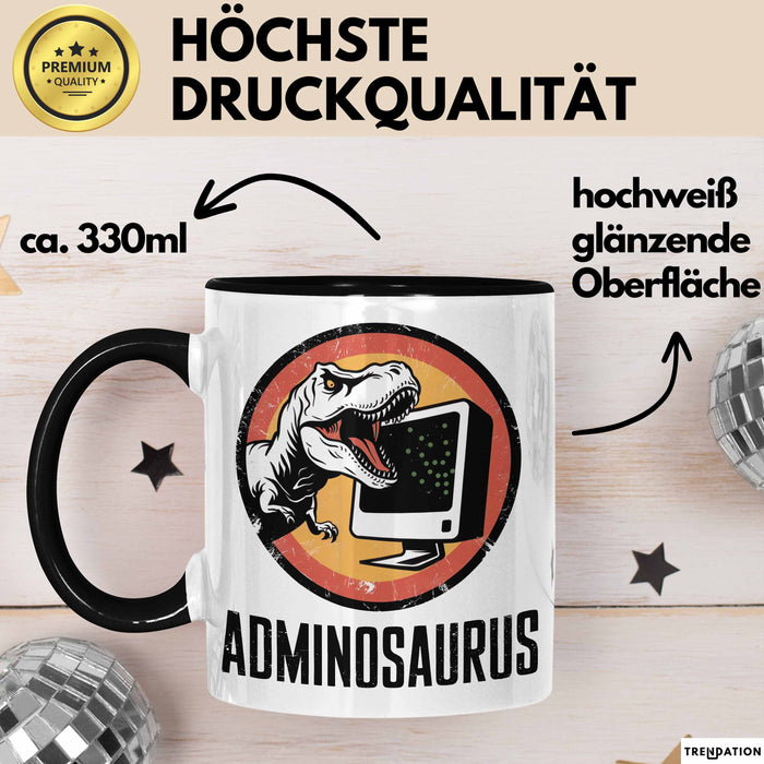 IT Informatiker Nerd Tasse Geschenk Adminosaurus Spruch Trendation