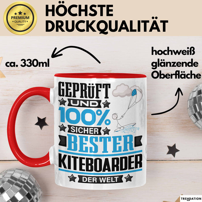 Kiteboarder Geschenk Lustiger Spruch für Kiteboarder Geschenkidee Bester Kiteboarder Der Welt Rot Trendation