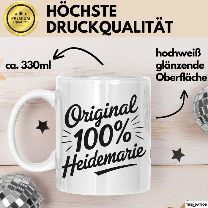 Heidemarie Tasse Geschenk Original 100% Heidemarie Geschenkidee Geburtstag Weiß Trendation