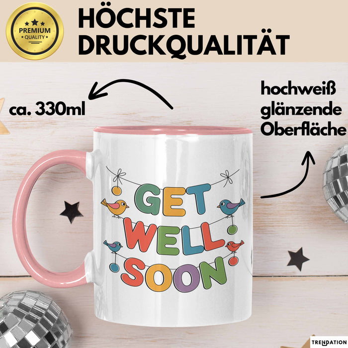 Patienten Kranke Menschen Tasse Geschenk Lustige Geschenkidee Spruch Gute Besserung Rosa Trendation