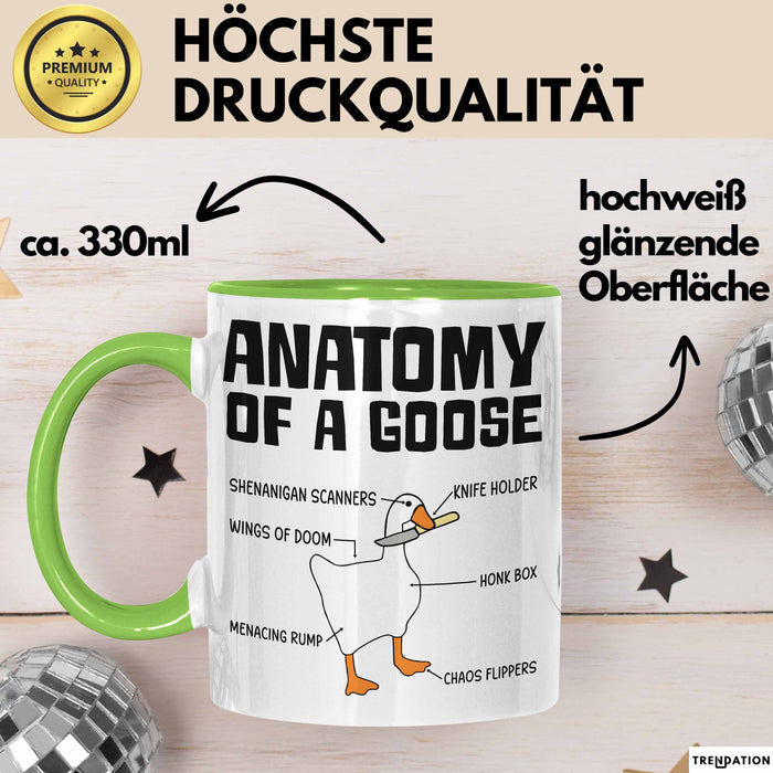 Gans Tasse Geschenk Mit Humor Anatomy Of A Goose Knife Holder Wings Of Doom Kaffee-Becher Grün Trendation