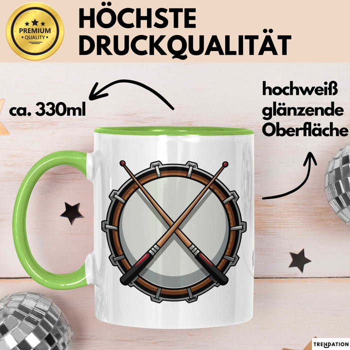 Schlagzeuger Tasse Geschenkidee für Beatmacher Fans Grün Trendation