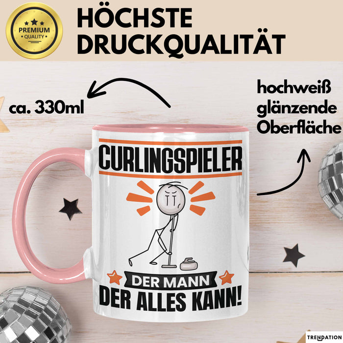 Curlingspieler Tasse Geschenk für Curlingspieler Der Mann Der Alles Kann Geschenkidee zum Geburtstag Rosa Trendation