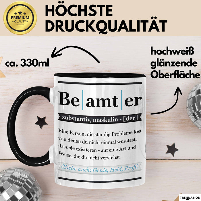 Beamter Tasse Geschenk Humorvoll Kollege Abschiedsgeschenk Schwarz Trendation