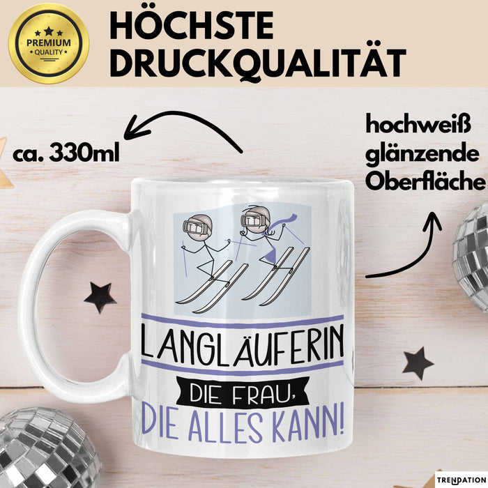 Langläuferin Geschenk Tasse Becher Die Frau Die Allen Kann Geschenkidee für eine Langläuferin Lustig Weiß Trendation