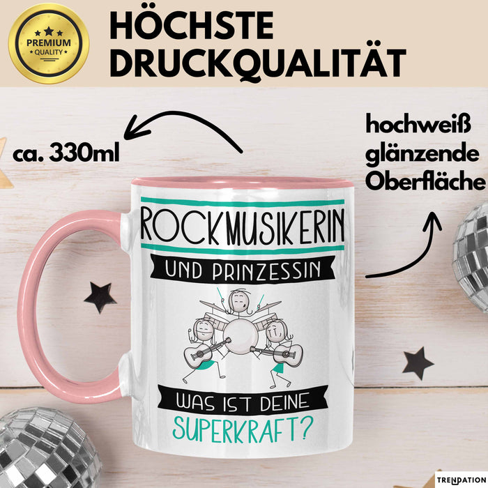 Rockmusikerin Und Prinzessin Tasse Geschenk Für Eine Rockmusikerin Geburtstag Was Ist Deine Superkraft Rosa Trendation