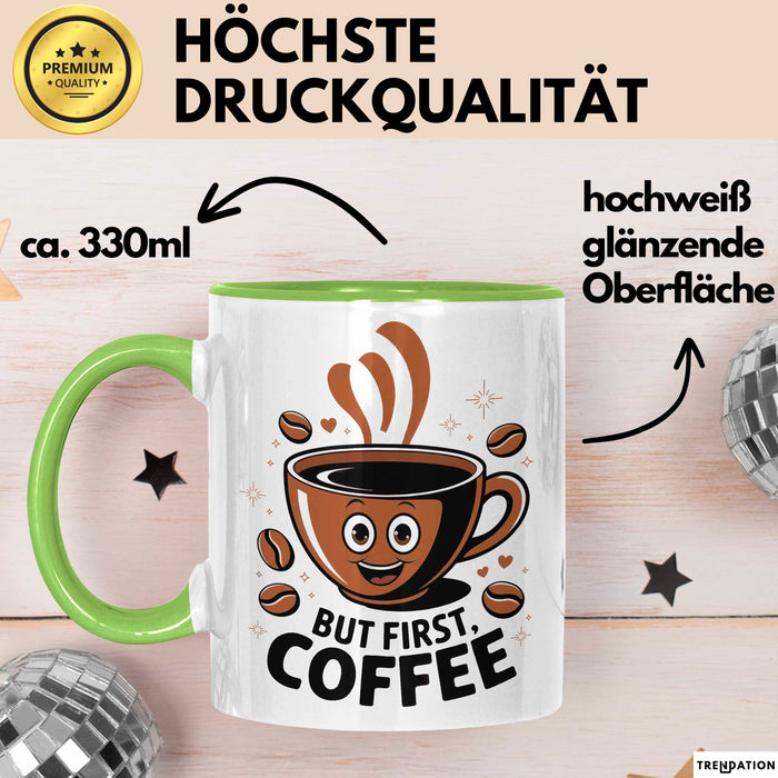 Kaffee Süchtiger Tasse Geschenk Lustige Geschenkidee Spruch Für Koffein Liebhaber Grün Trendation