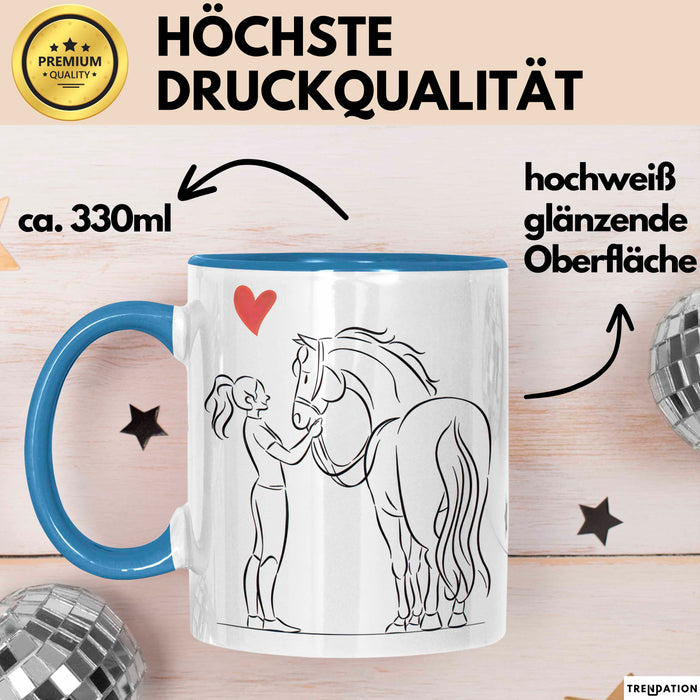 Pferde Tierliebhaber Mädchen Tasse Geschenk Lustige Geschenkidee Spruch Blau Trendation