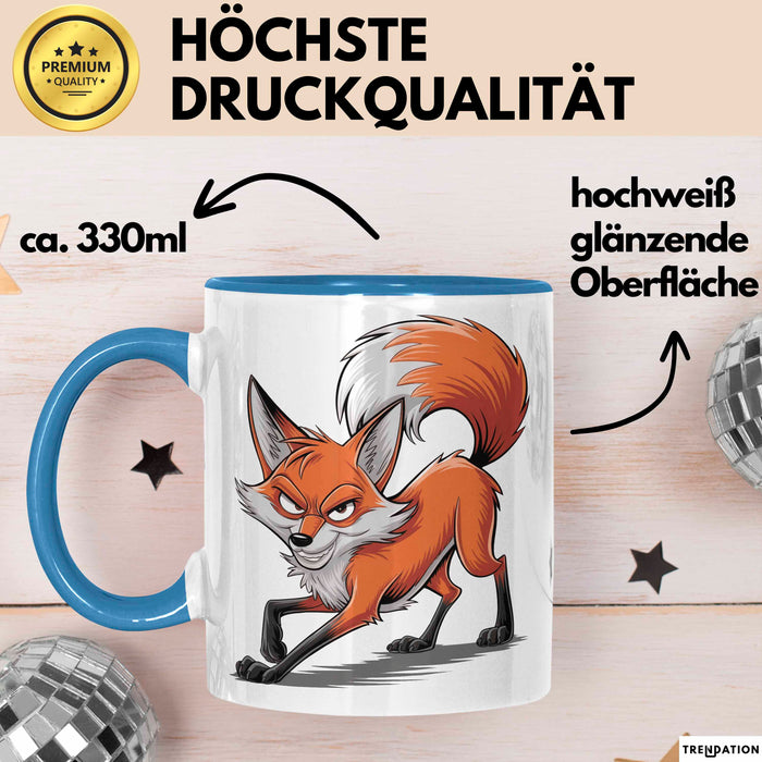 Fuchs Liebhaber Tasse Geschenkidee Schlauer Tierfan Geschenkidee Lustig Blau Trendation