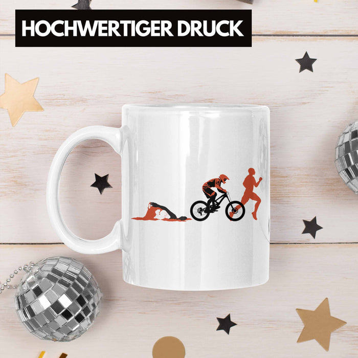 Triathlon Swim Bike Run Triathlet Tasse Geschenk Schwimmen Fahrrad Rennen Weiß Trendation