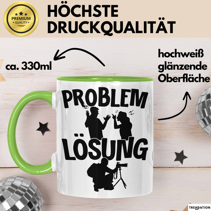Fotograf Tasse Geschenk für Fotograf Männer Geschenkidee Problem und Lösung Fotografieren Grün Trendation