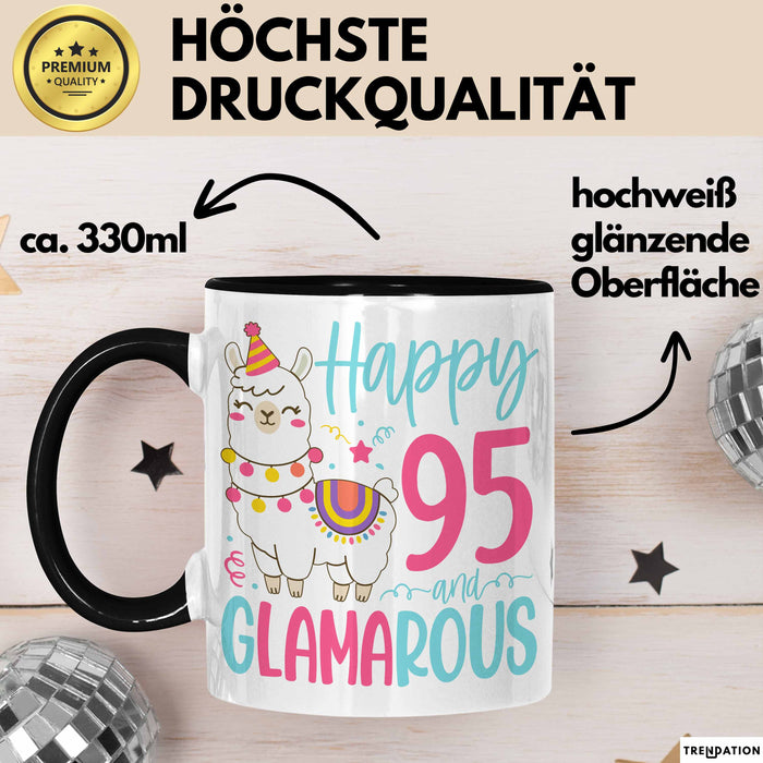 95er Geburtstag Tasse Geschenk Happy 95 And Glamarous Llama Alpaka Liebhaber Geschenkidee zum Geburtstag Trendation