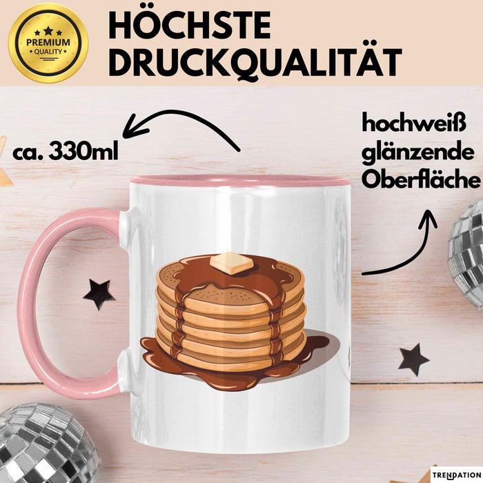 Pfannkuchen Süchtiger Tasse Geschenkidee für Morgen Stapel Rosa Trendation