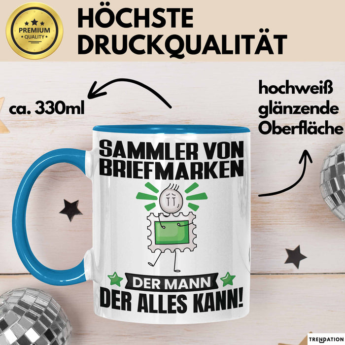 SammlervonBriefmarken Tasse Geschenk für SammlervonBriefmarken Der Mann Der Alles Kann Geschenkidee zum Geburtstag Blau Trendation