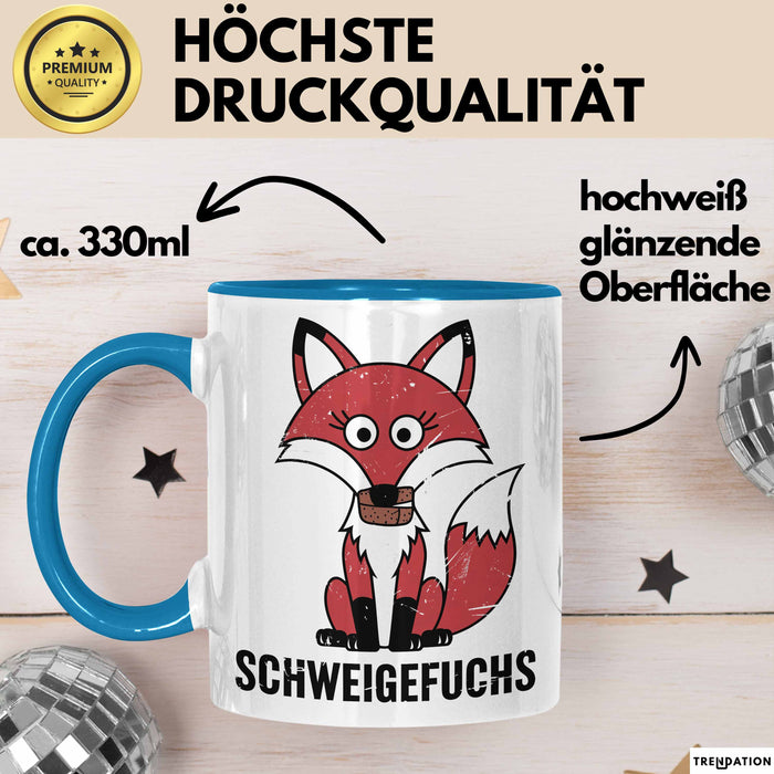 Kindergartenlehrer Wertschätzung Tasse Geschenk Lustige Geschenkidee Spruch Schweigefuchs Blau Trendation