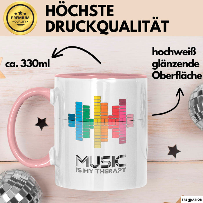 DJ Musik Equalizer EDM Party Tasse Geschenk Lustige Geschenkidee Spruch Musik Ist Meine Therapie Rosa Trendation