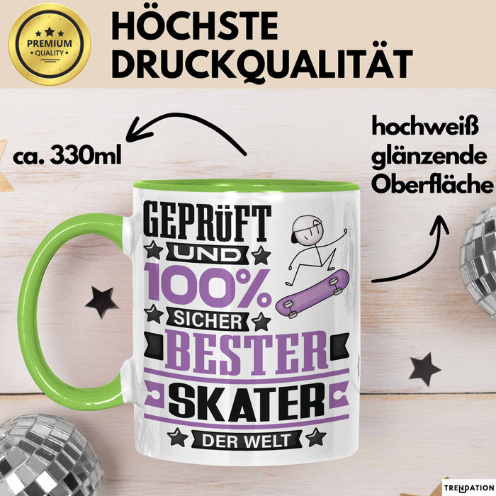 Skater Geschenk Lustiger Spruch für Skater Geschenkidee Bester Skater Der Welt Grün Trendation