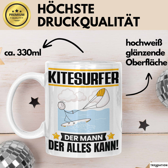 Kitesurfer Tasse Geschenk für Kitesurfer Der Mann Der Alles Kann Geschenkidee zum Geburtstag Weiß Trendation