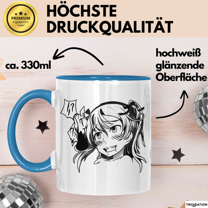 Anime Manga Mädchen Tasse Geschenk Lustige Geschenkidee Blau Trendation