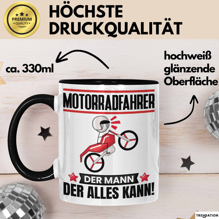 Motorradfahrer Tasse Geschenk für Motorradfahrer Der Mann Der Alles Kann Geschenkidee zum Geburtstag Schwarz Trendation