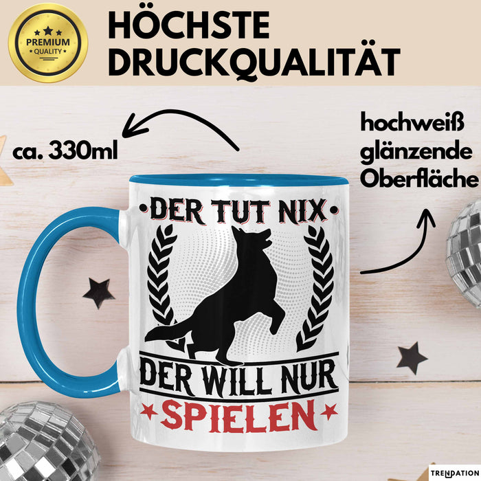 Hund Tasse Geschenk Kaffee-Becher Hunde-Besitzer Geschenkidee Blau Trendation