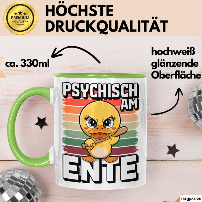 Ente Tier Tasse Geschenk Lustige Geschenkidee Spruch Psychisch Am Ente Grün Trendation