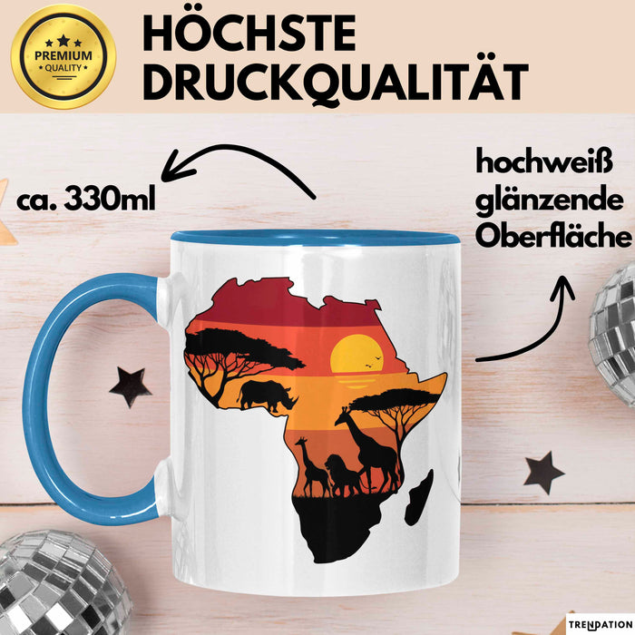 Afrika Karte Nashorn Tasse Geschenk Lustige Geschenkidee Spruch Blau Trendation