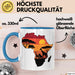 Afrika Karte Nashorn Tasse Geschenk Lustige Geschenkidee Spruch Blau Trendation