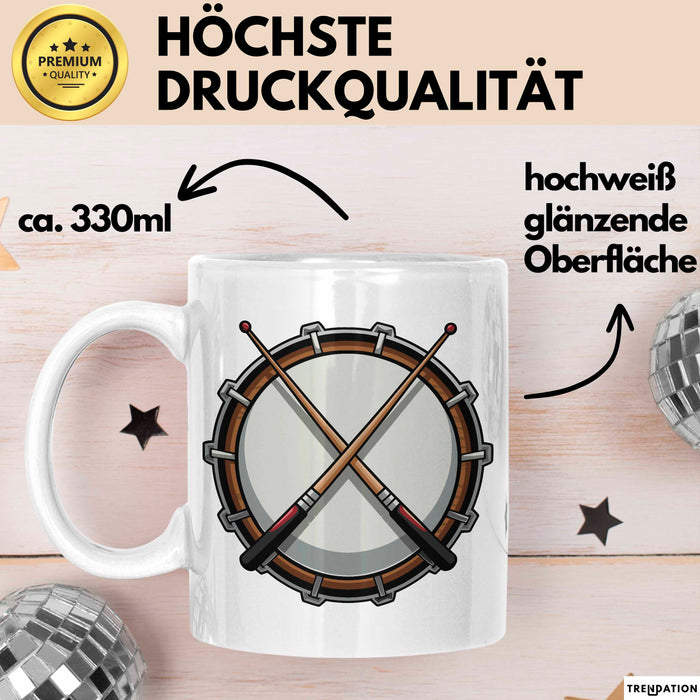 Schlagzeuger Tasse Geschenkidee für Beatmacher Fans Weiß Trendation