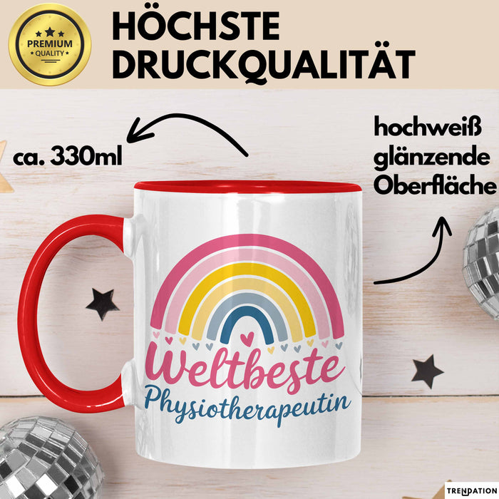 Physiotherapeut Physiotherapie Tasse Geschenk Lustige Geschenkidee Spruch Weltbeste Physiotherapeutin Rot Trendation