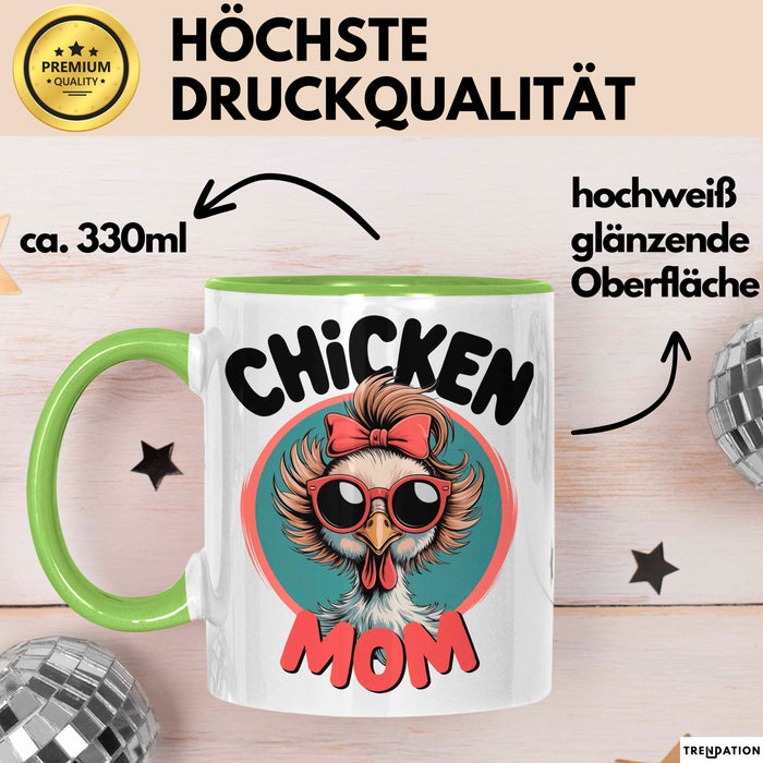 Huhn Tier Bauer Tasse Becher Geschenk Lustige Geschenkidee Spruch Hühnermama Grün Trendation
