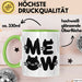 Katzen Tierliebhaber Tasse Geschenk Lustige Geschenkidee Spruch Meow Grün Trendation