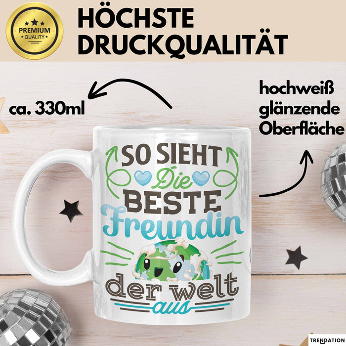 Beste Freundin Tasse "Beste Freundin Der Welt" Geschenkidee für BFF Weiß Trendation